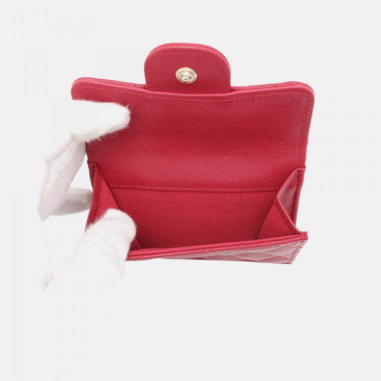 Pre Owned Chanel Matelasse Classic Small Caviar Leather Flap Wallet
