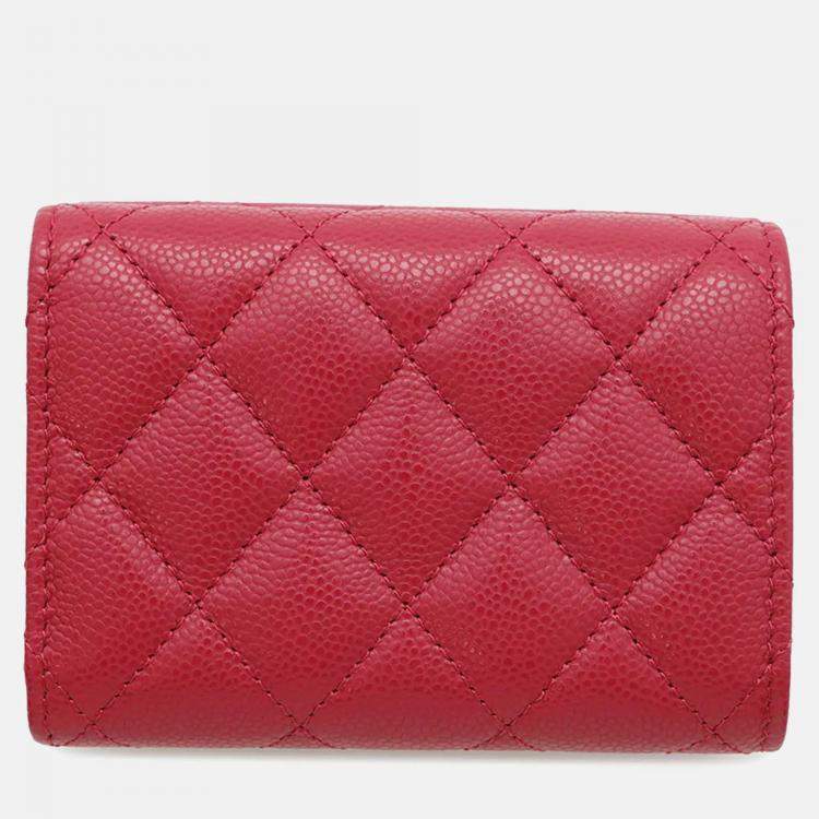 Pre Owned Chanel Matelasse Classic Small Caviar Leather Flap Wallet