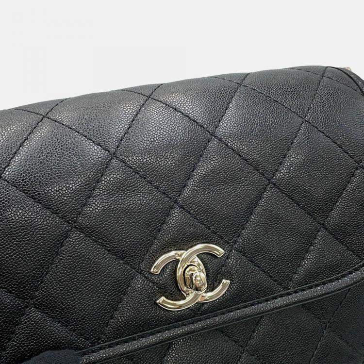 Pre Owned Chanel Matelasse Small Black Caviar Leather Messenger Bag