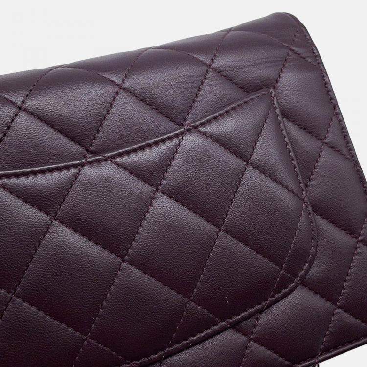 Pre Owned Chanel Matelasse Purple Lambskin Wallet On Chain 