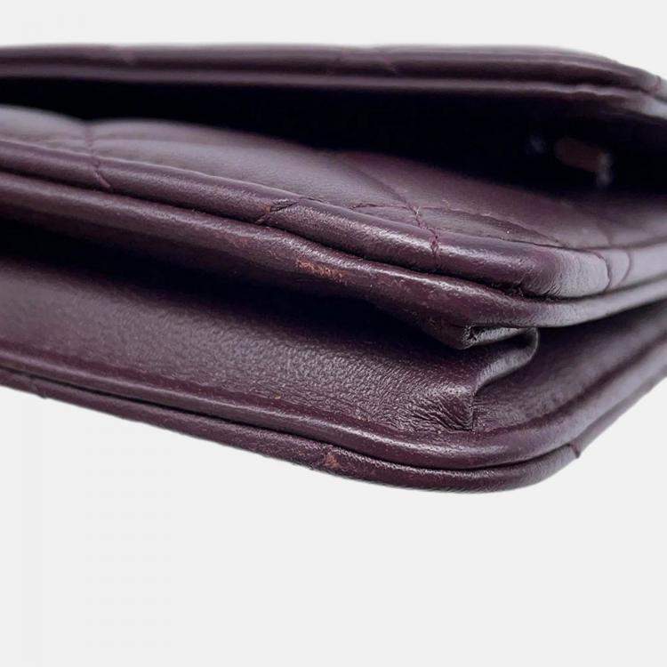 Pre Owned Chanel Matelasse Purple Lambskin Wallet On Chain 