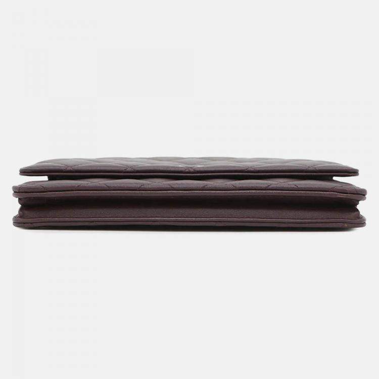 Pre Owned Chanel Matelasse Purple Lambskin Wallet On Chain 