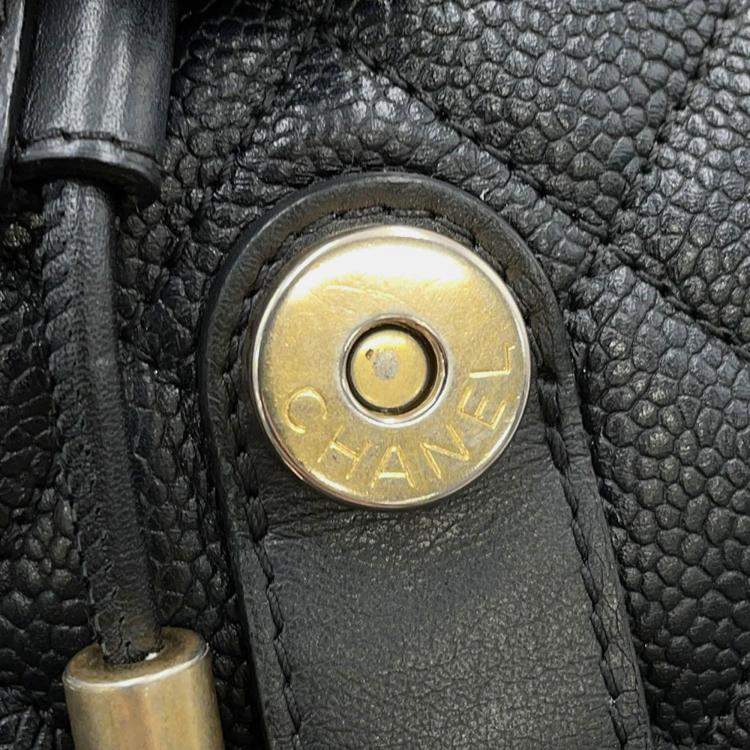 Pre Owned Chanel CC Filigree Black Caviar Leather Backpack