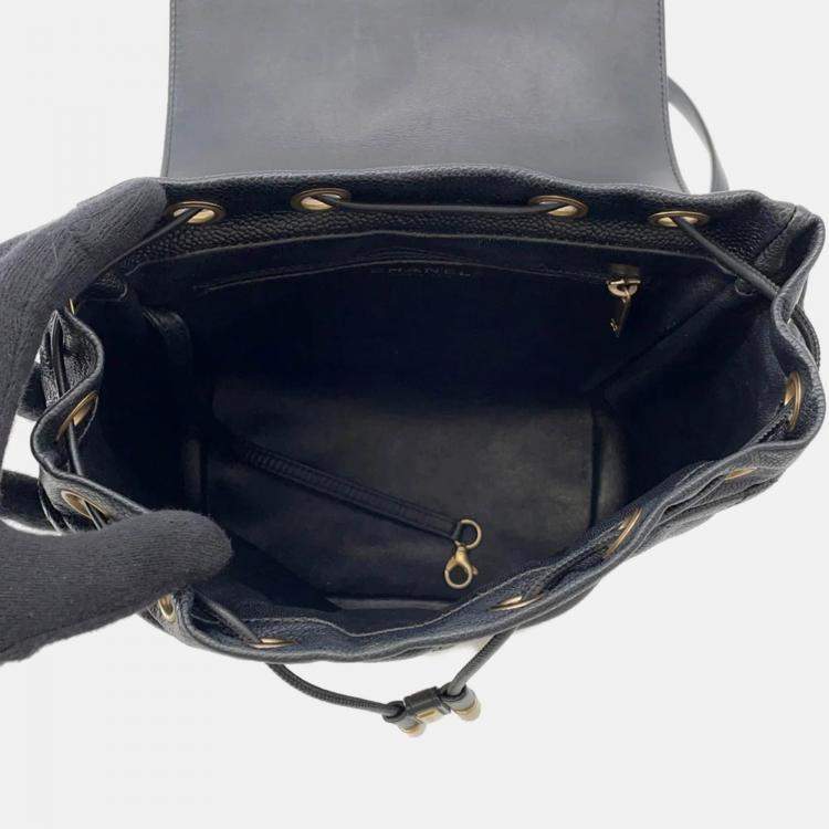 Pre Owned Chanel CC Filigree Black Caviar Leather Backpack