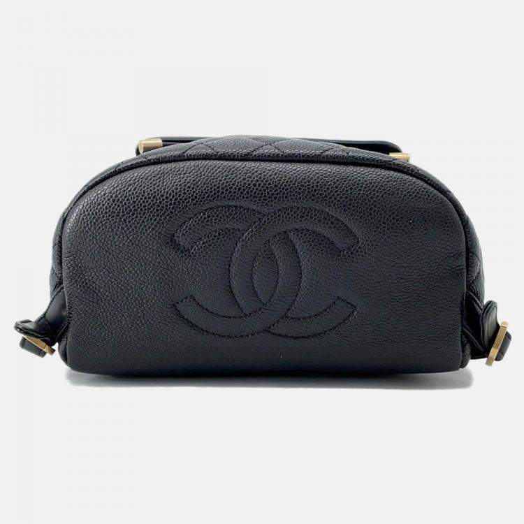 Pre Owned Chanel CC Filigree Black Caviar Leather Backpack