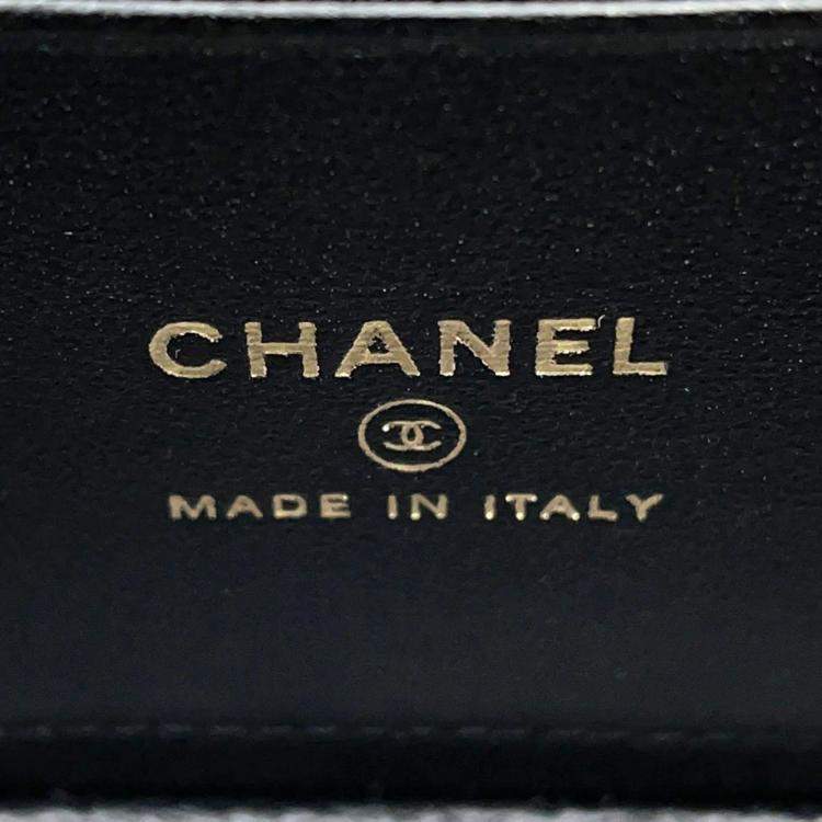 Pre Owned Chanel Matelasse Top Handle Black Lambskin Chain Vanity Bag