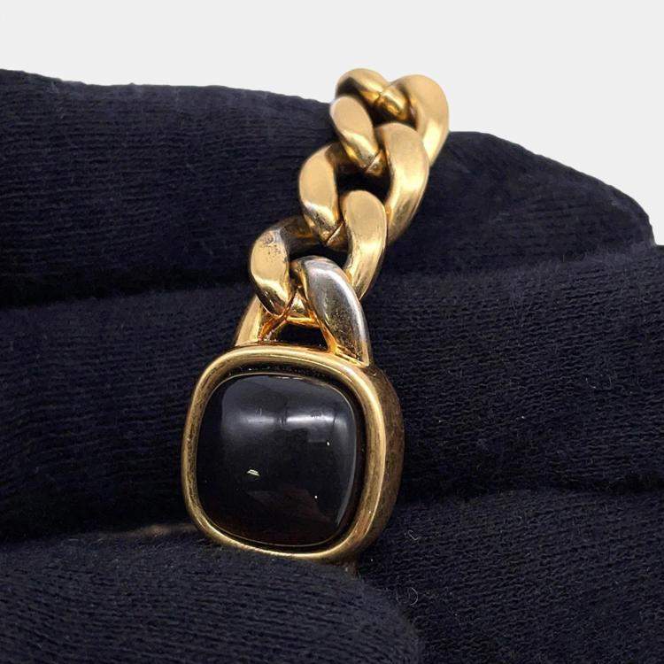 Pre Owned Chanel Matelasse Pearl Chain Mini Black Lambskin Chain Wallet