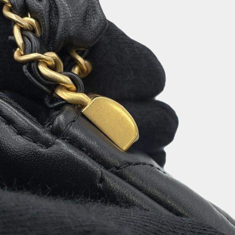Pre Owned Chanel Crumpled Calfskin Braided Black Chain Handbag