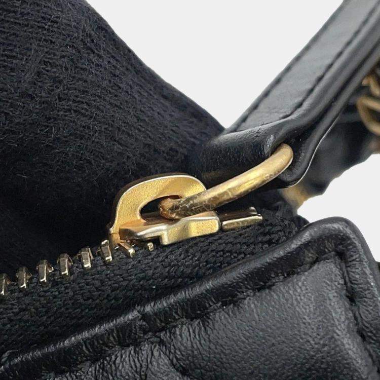 Pre Owned Chanel Crumpled Calfskin Braided Black Chain Handbag