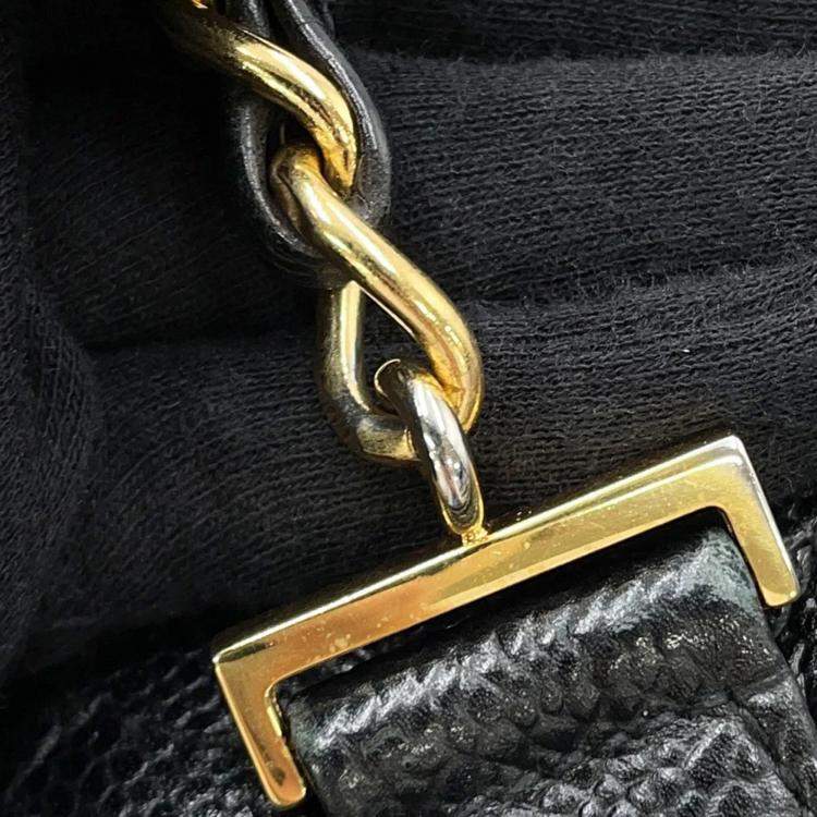 Pre Owned Chanel Triple Coco Black Caviar Leather Chain Backpack