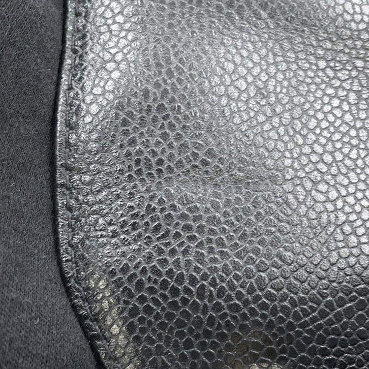Pre Owned Chanel Triple Coco Black Caviar Leather Chain Backpack