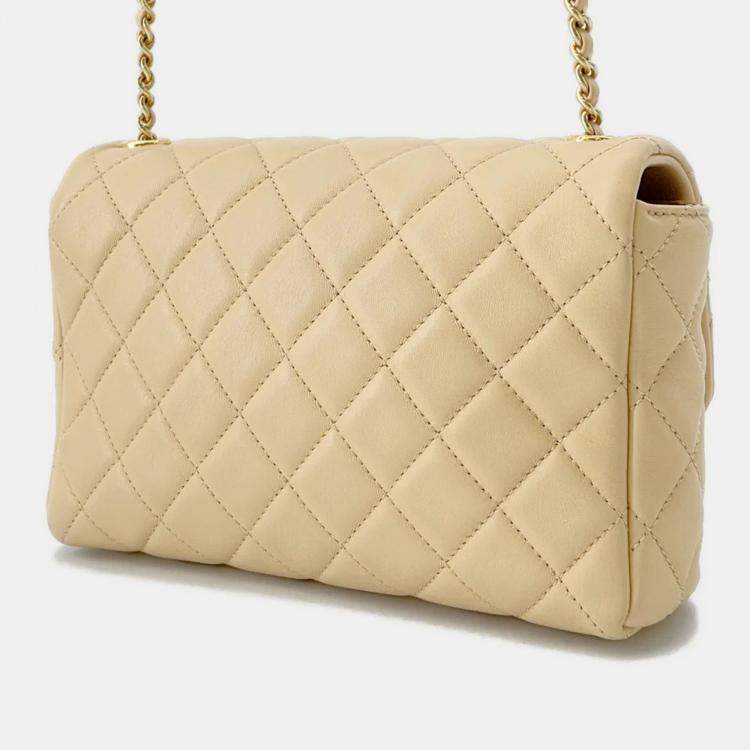 Pre Owned Chanel Turnlock CC Lambskin Chain Shoulder Bag