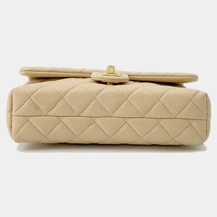 Pre Owned Chanel Turnlock CC Lambskin Chain Shoulder Bag