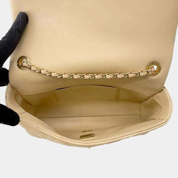 Pre Owned Chanel Turnlock CC Lambskin Chain Shoulder Bag
