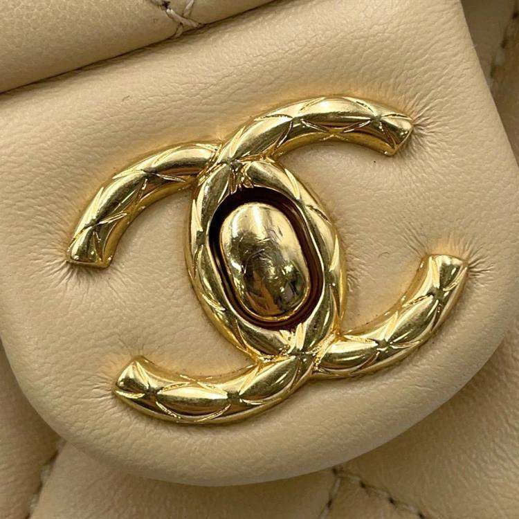 Pre Owned Chanel Turnlock CC Lambskin Chain Shoulder Bag
