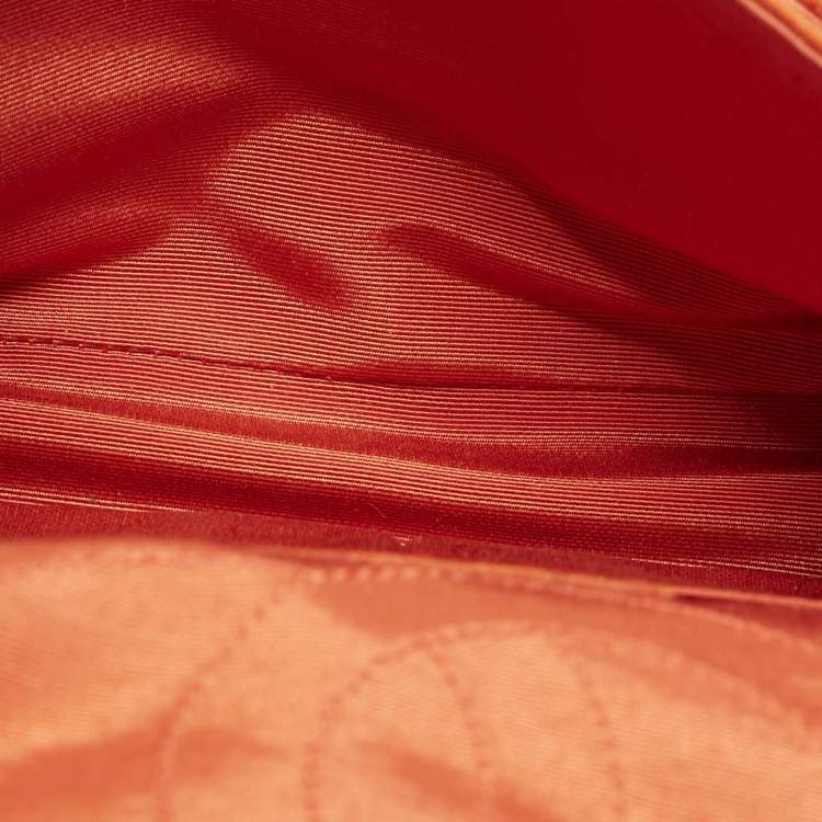 Pre Owned Chanel Orange Quilted Jersey Classic 225 Reissue 2.55 Flap Bag