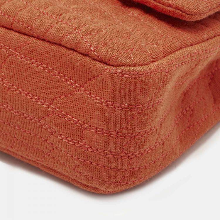 Pre Owned Chanel Orange Quilted Jersey Classic 225 Reissue 2.55 Flap Bag