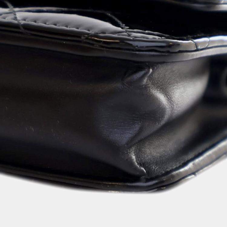 Pre Owned Chanel Black CC Quilted Patent Wallet On Chain