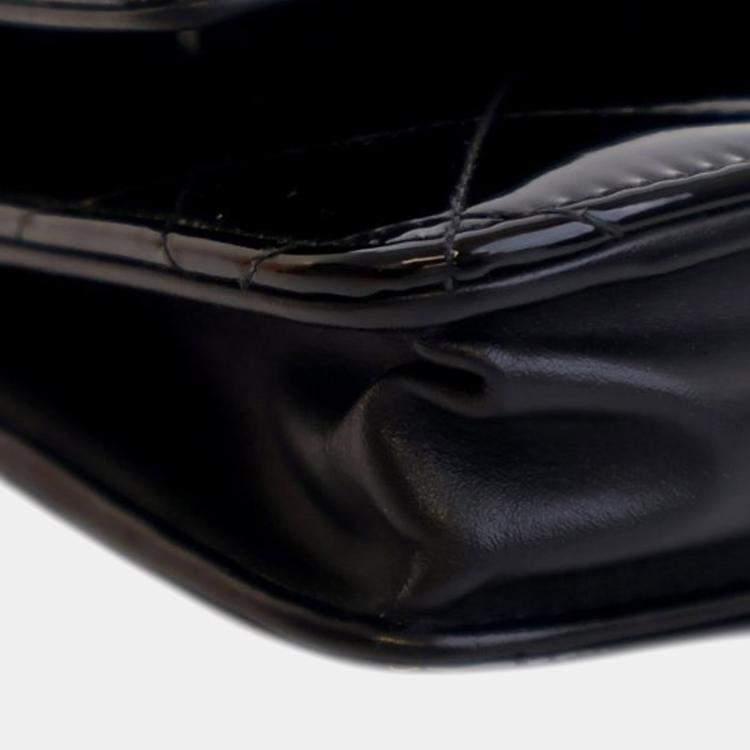Pre Owned Chanel Black CC Quilted Patent Wallet On Chain