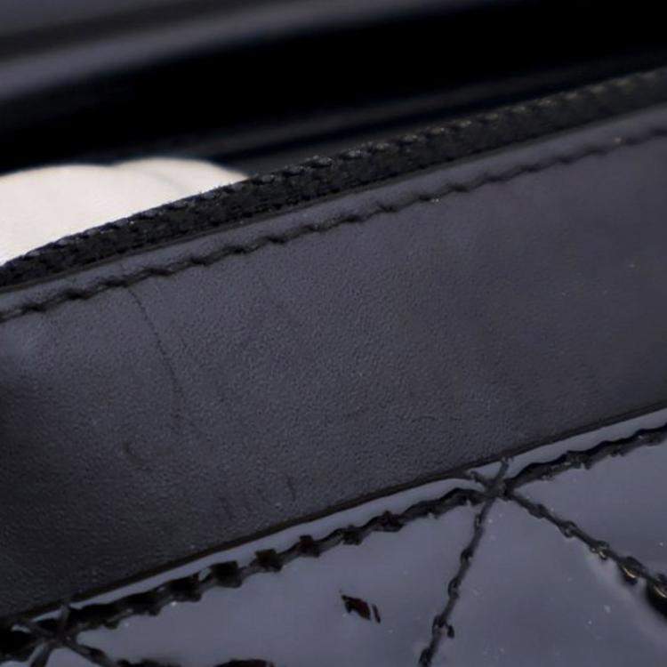 Pre Owned Chanel Black CC Quilted Patent Wallet On Chain