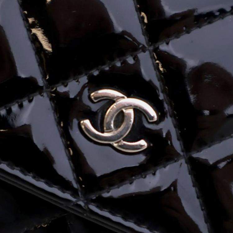 Pre Owned Chanel Black CC Quilted Patent Wallet On Chain