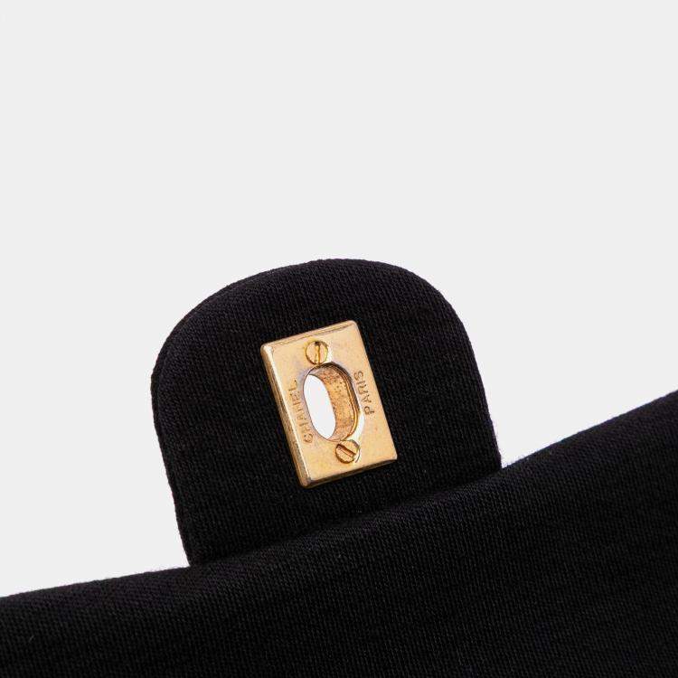 Pre Owned Chanel Black Small Classic Jersey Double Flap