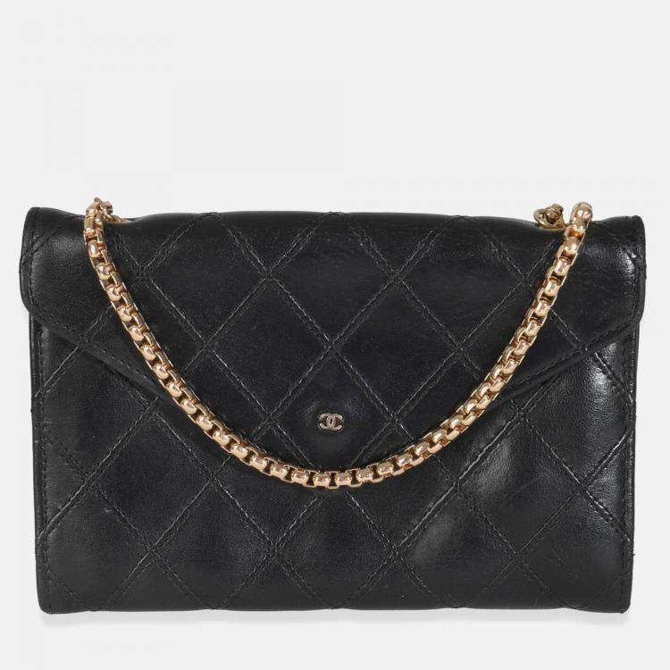 Pre Owned Chanel Vintage Black Quilted Lambskin Mini CC Clutch