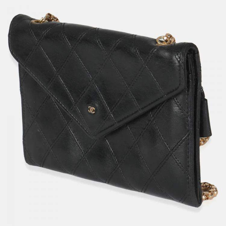 Pre Owned Chanel Vintage Black Quilted Lambskin Mini CC Clutch