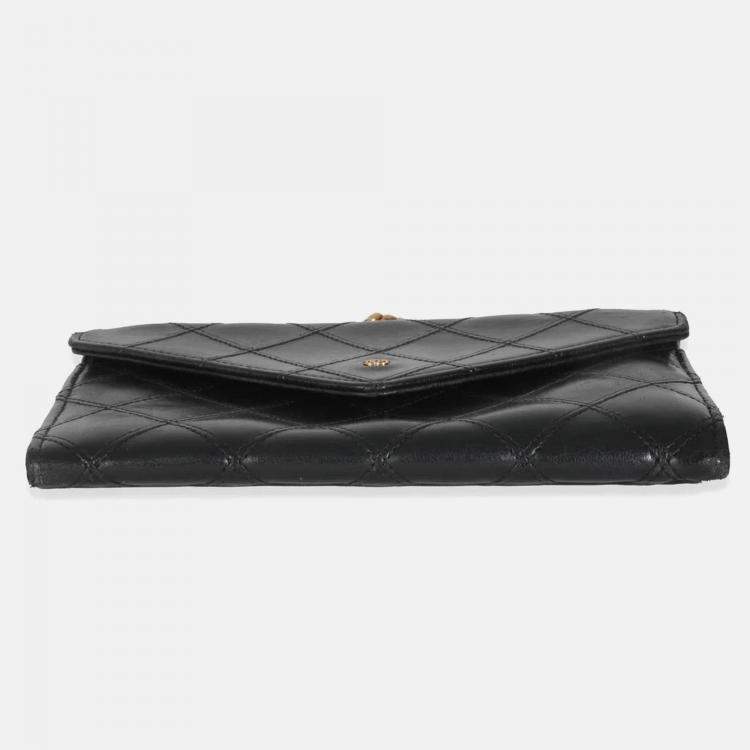 Pre Owned Chanel Vintage Black Quilted Lambskin Mini CC Clutch