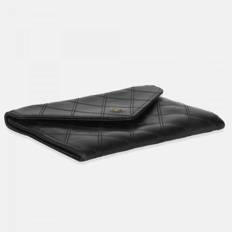 Pre Owned Chanel Vintage Black Quilted Lambskin Mini CC Clutch