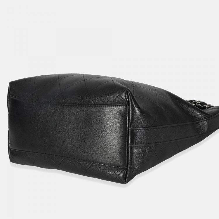 Pre Owned Chanel Black Quilted Calfskin CC Large Button Bucket Bag