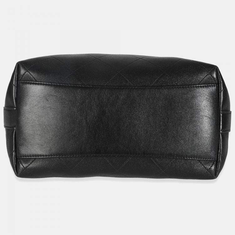 Pre Owned Chanel Black Quilted Calfskin CC Large Button Bucket Bag