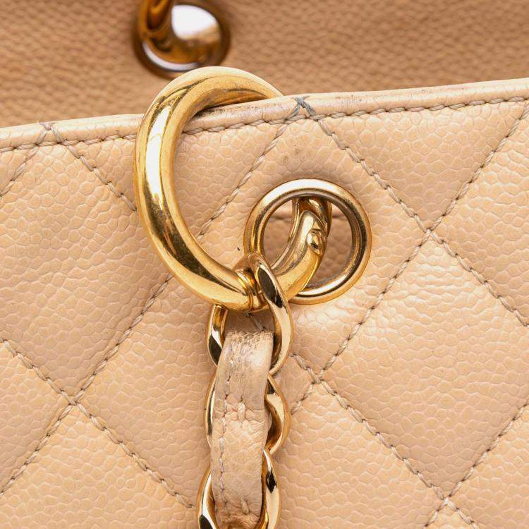 Pre Owned Chanel Beige Caviar Grand Shopping Tote