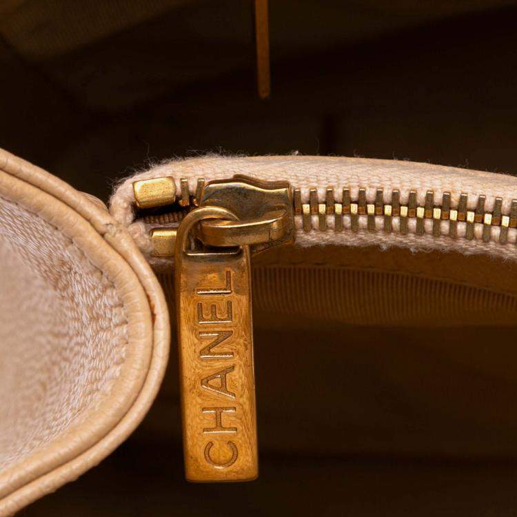 Pre Owned Chanel Beige Caviar Grand Shopping Tote