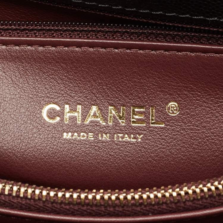 Pre Owned Chanel Black Quilted Caviar Leather Medium Coco Top Handle Bag