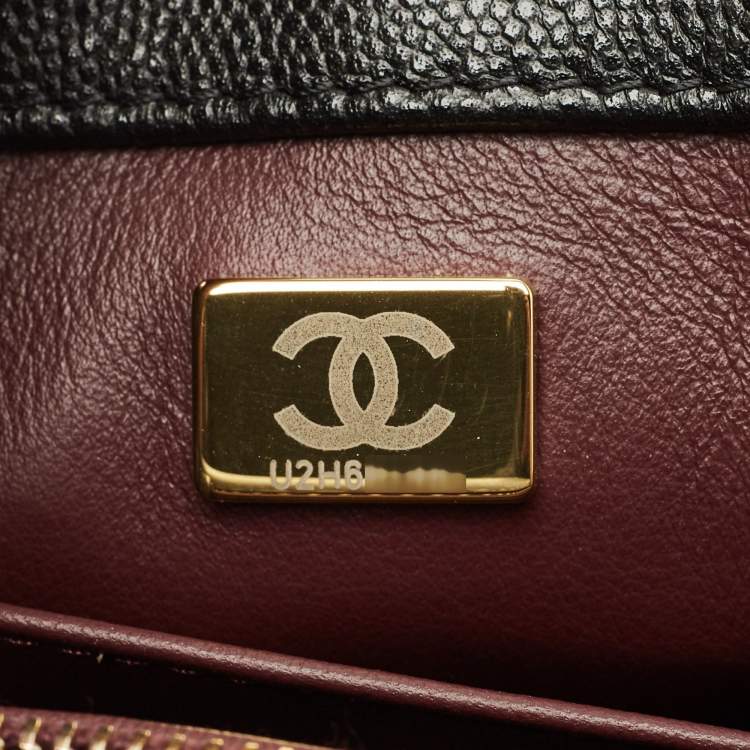 Pre Owned Chanel Black Quilted Caviar Leather Medium Coco Top Handle Bag