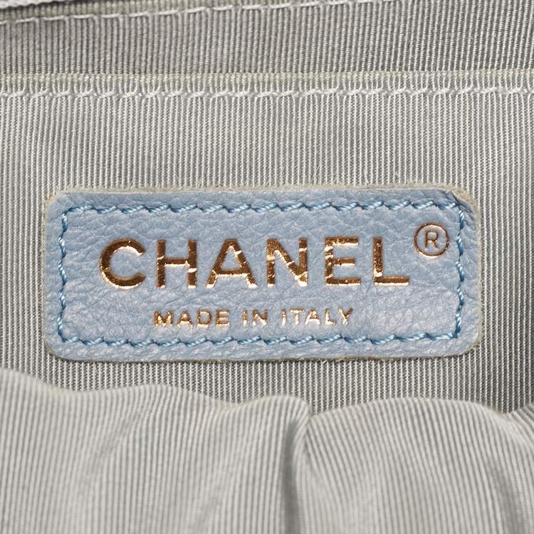 Pre Owned Chanel Light Blue Quilted Denim Small Urban Spirit Backpack