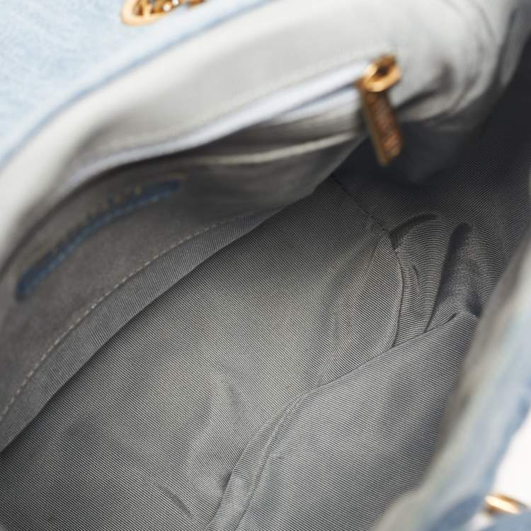 Pre Owned Chanel Light Blue Quilted Denim Small Urban Spirit Backpack