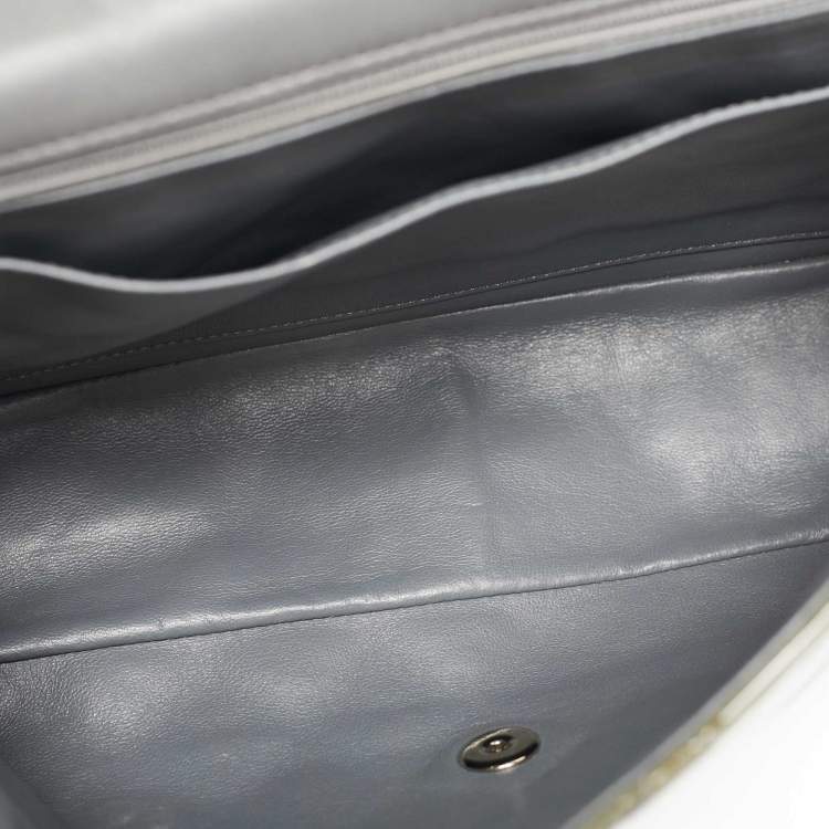 Pre Owned Chanel Green Quilted Patent Leather Jumbo Classic Single Flap Bag