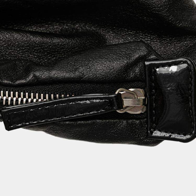 Pre Owned Chanel Black Patent Mademoiselle Lock Convertible Wrist Clutch