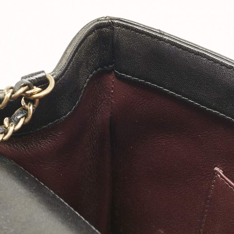 Pre Owned Chanel Black Quilted Leather Coco Envelope Flap Bag