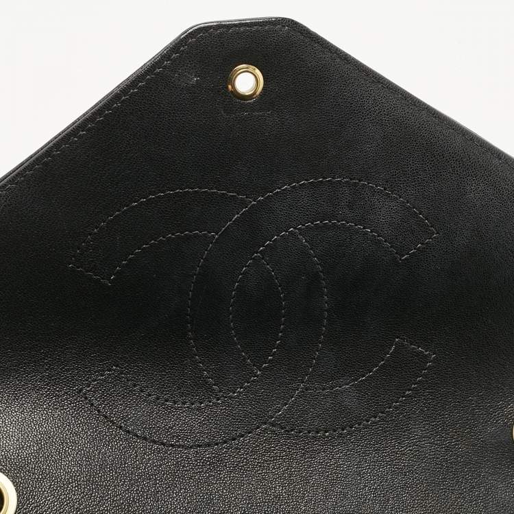 Pre Owned Chanel Black Quilted Leather Coco Envelope Flap Bag