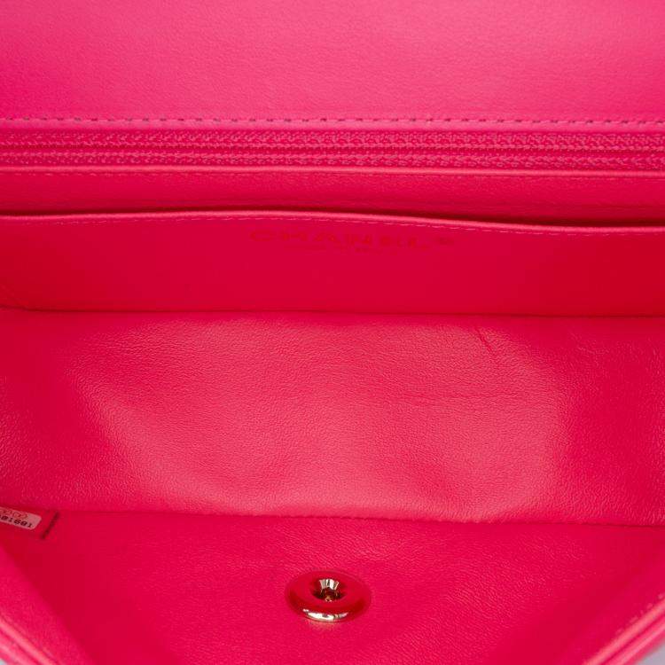 Pre Owned Chanel Pink Mini Rectangular Classic Patent Single Flap Bag