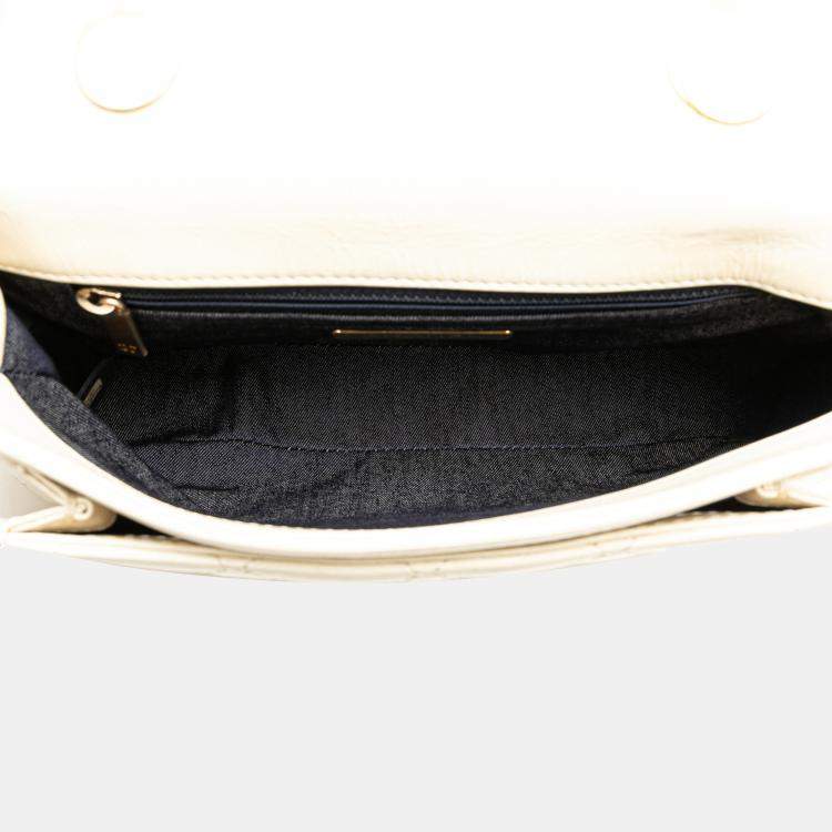 Pre Owned Chanel White Crumpled Calfskin En Vogue Rope Flap Bag