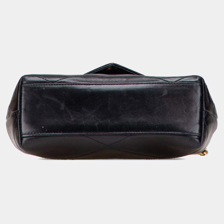 Pre Owned Chanel Black Mini CC Quilted Lambskin Single Flap