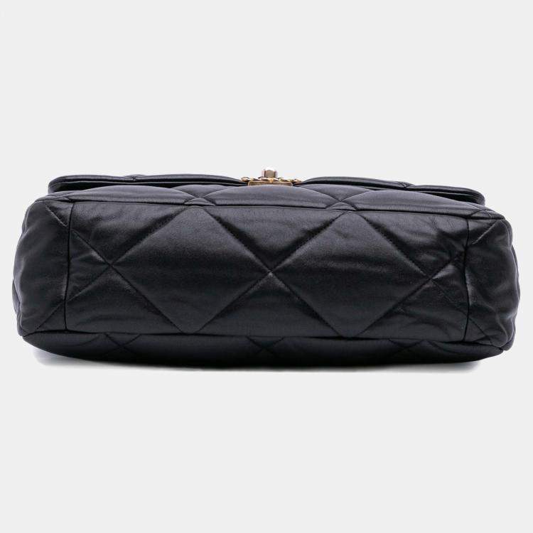 Pre Owned Chanel Black Maxi Lambskin 19 Flap