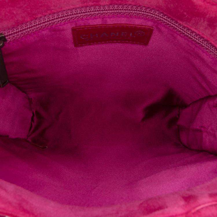 Pre Owned Chanel Pink Mini Suede Studded Fringe Tote