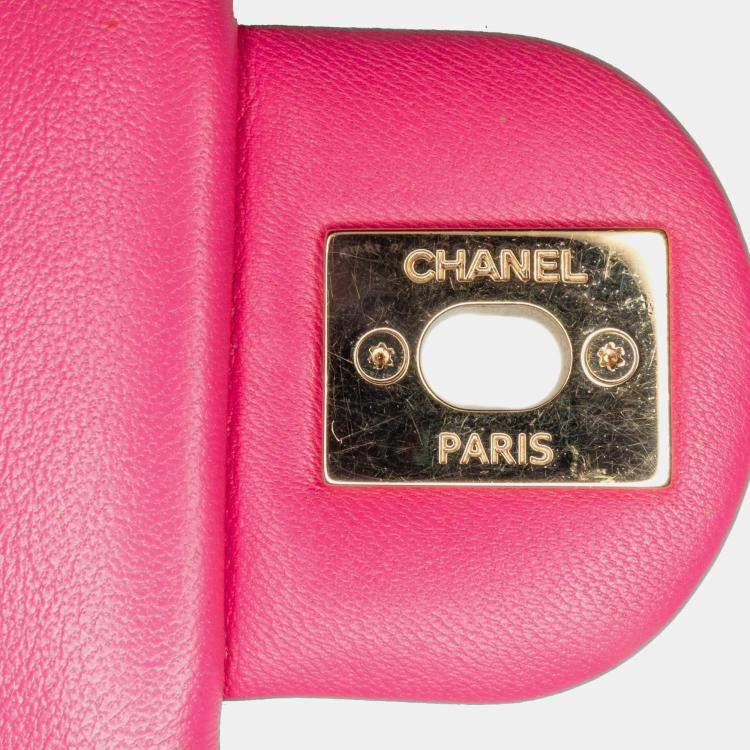 Pre Owned Chanel Elegant Chain Single Flap Small Lambskin Shoulder Bag
