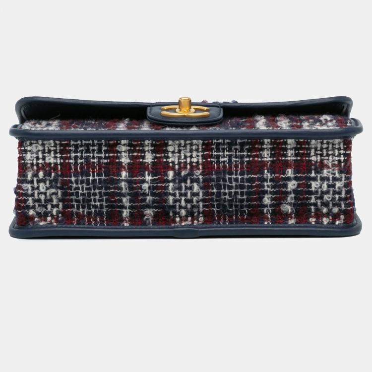 Pre Owned Chanel School Memory Small Tweed Top Handle Flap Bag
