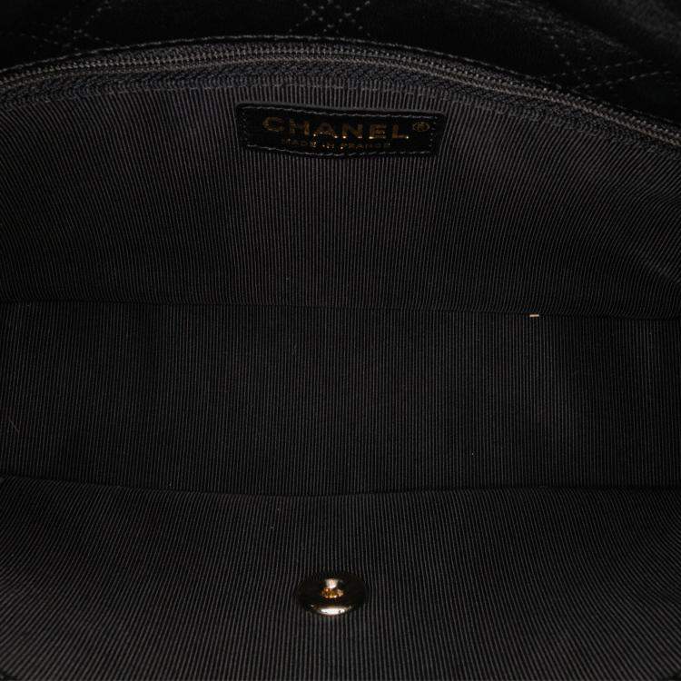 Pre Owned Chanel Medium Pearl Studs Flap Black Quilted Lambskin Shoulder Bag